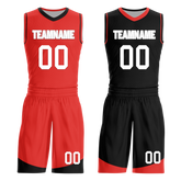 Custom Red Black Classic Style Reversible Basketball Uniform Personalized COOLMAX BBJR-D017042